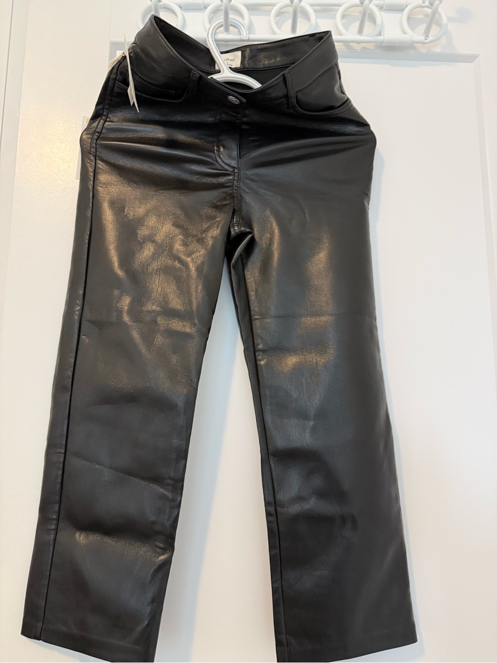 Wilfred Black Faux Leather Straight-Leg Pants
